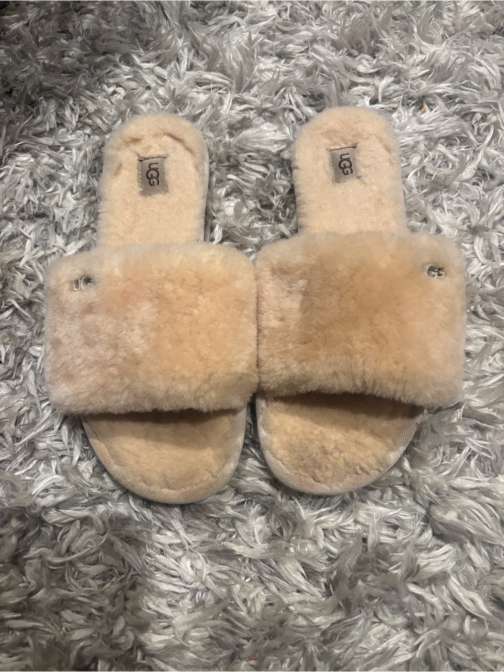 UGG Cozette Genuine Shearling Slide Slippers Cream Natural Women's Size 8